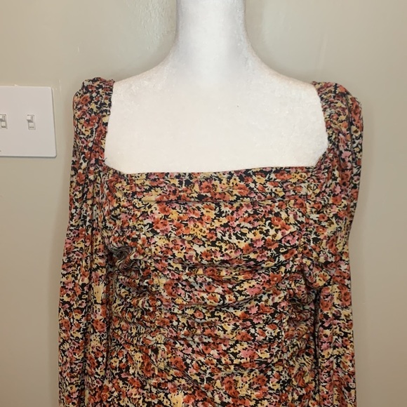 Pretty Little Thing Multi Floral Chiffon Double Ruched Bodycon Dress Shabby Chic - Picture 3 of 13
